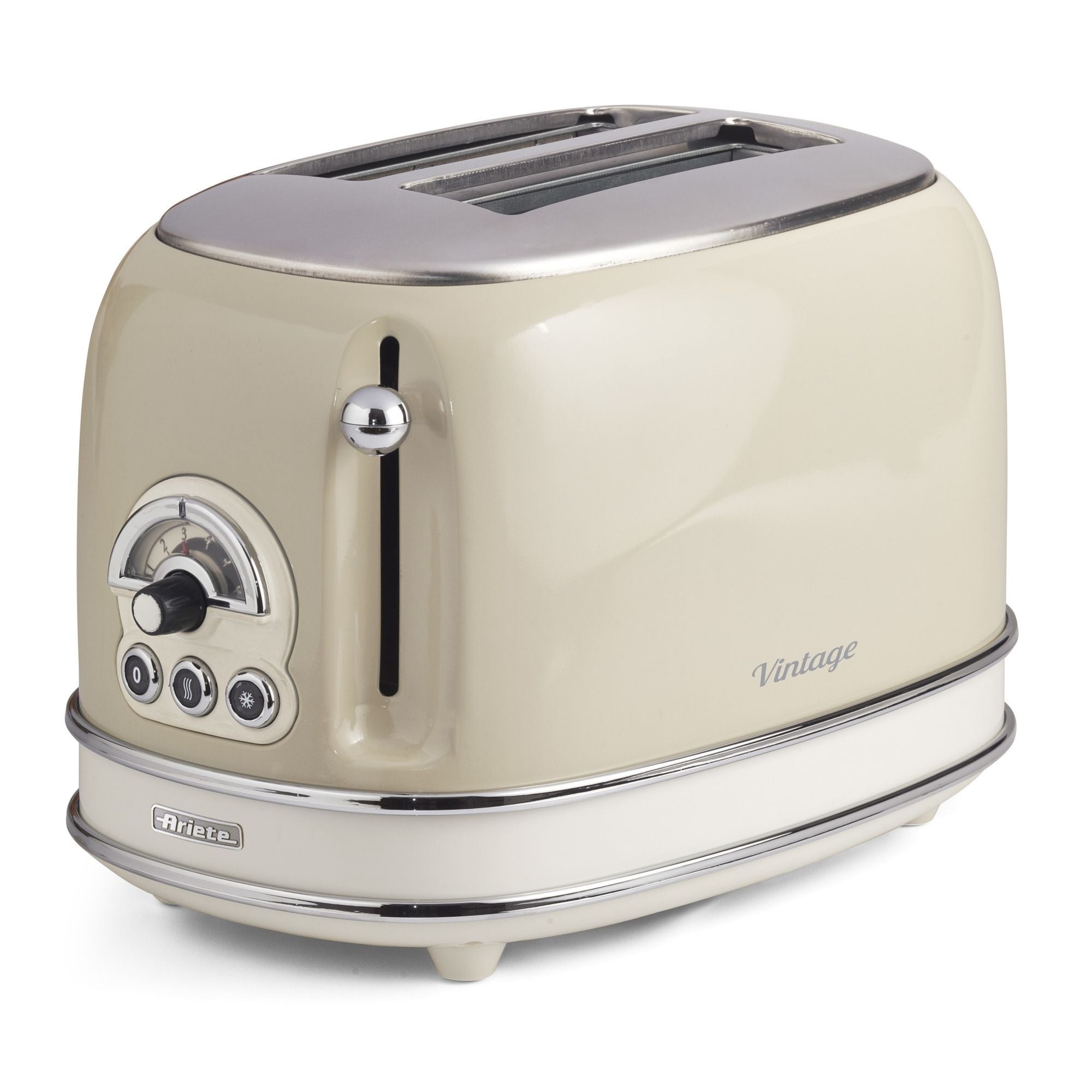 ARIETE Vintage 1L Kettle Beige Pear Shape + ARIETE Vintage 2-Slice Toaster Beige Design