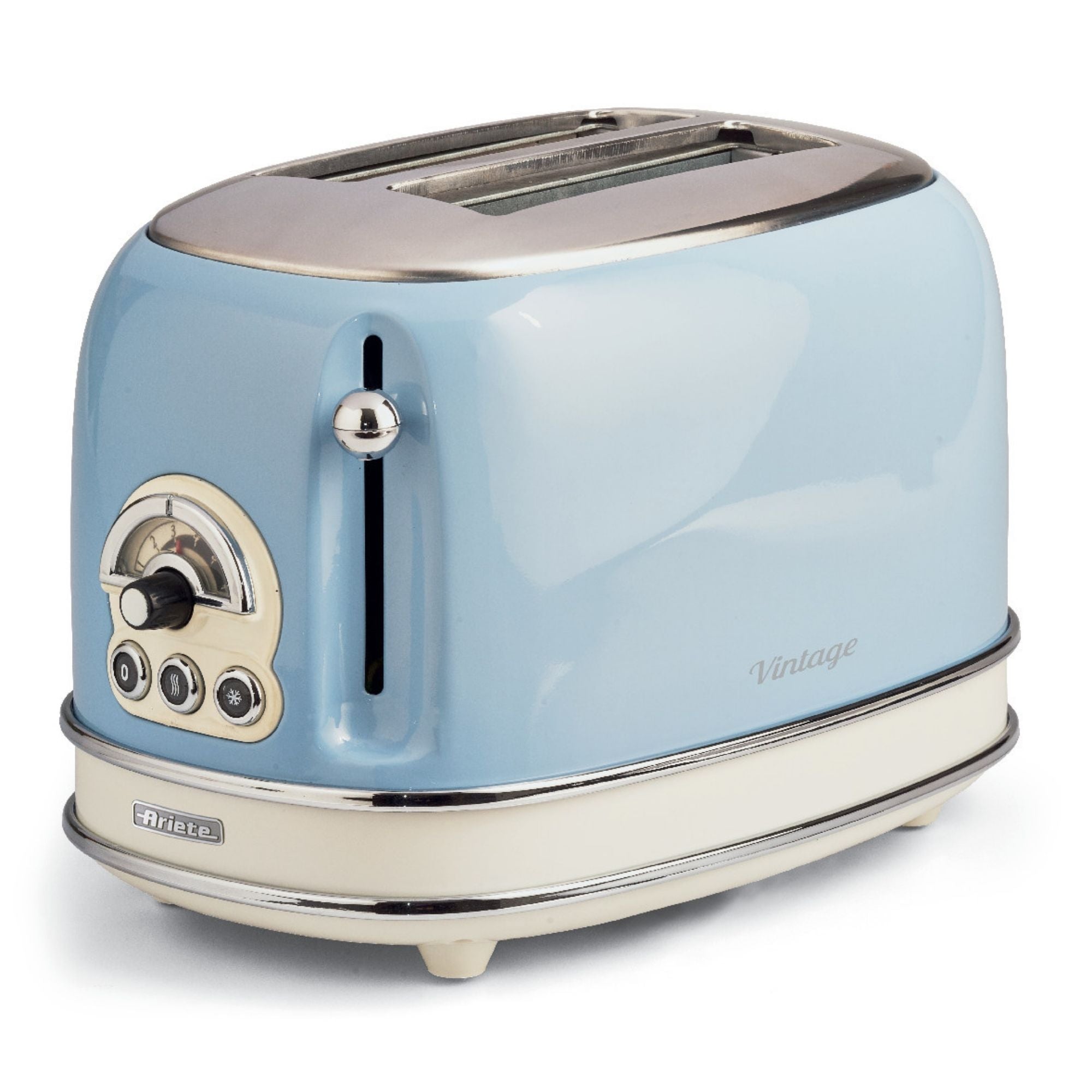 ARIETE Vintage 1L Kettle Blue Pear Shape + ARIETE Vintage 2-Slice Toaster Blue Design