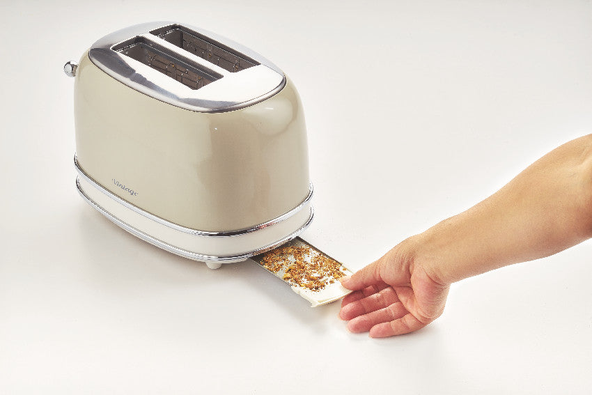 ARIETE Vintage 1L Kettle Beige Pear Shape + ARIETE Vintage 2-Slice Toaster Beige Design