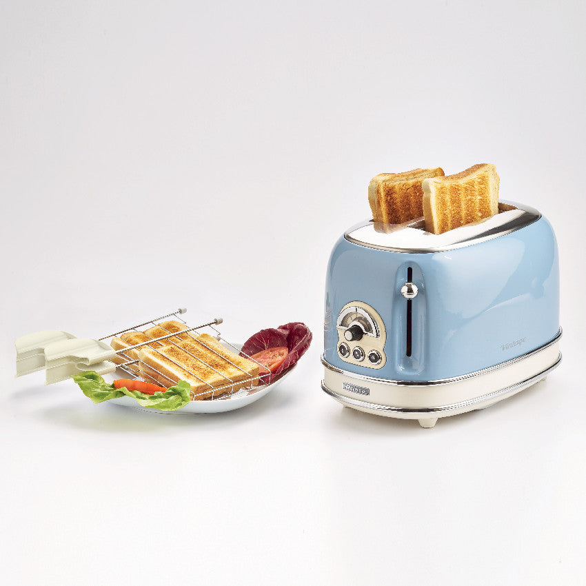 ARIETE Vintage 1L Kettle Blue Pear Shape + ARIETE Vintage 2-Slice Toaster Blue Design