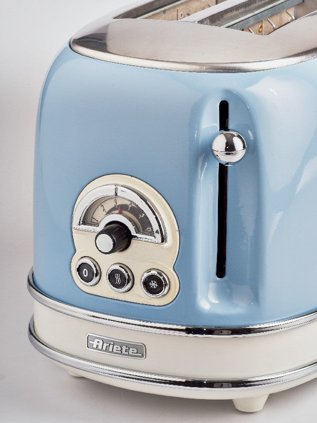 ARIETE Vintage 1L Kettle Blue Pear Shape + ARIETE Vintage 2-Slice Toaster Blue Design