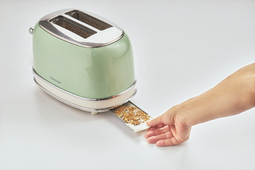 ARIETE Vintage 1L Kettle Green Pear Shape + ARIETE Vintage 2-Slice Toaster Green Design