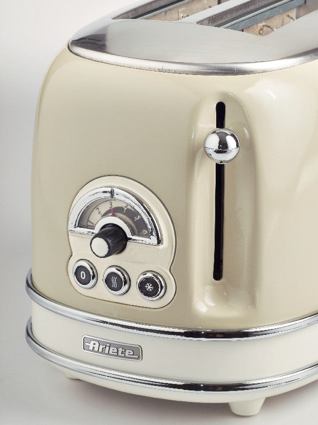 ARIETE Vintage 1L Kettle Beige Pear Shape + ARIETE Vintage 2-Slice Toaster Beige Design