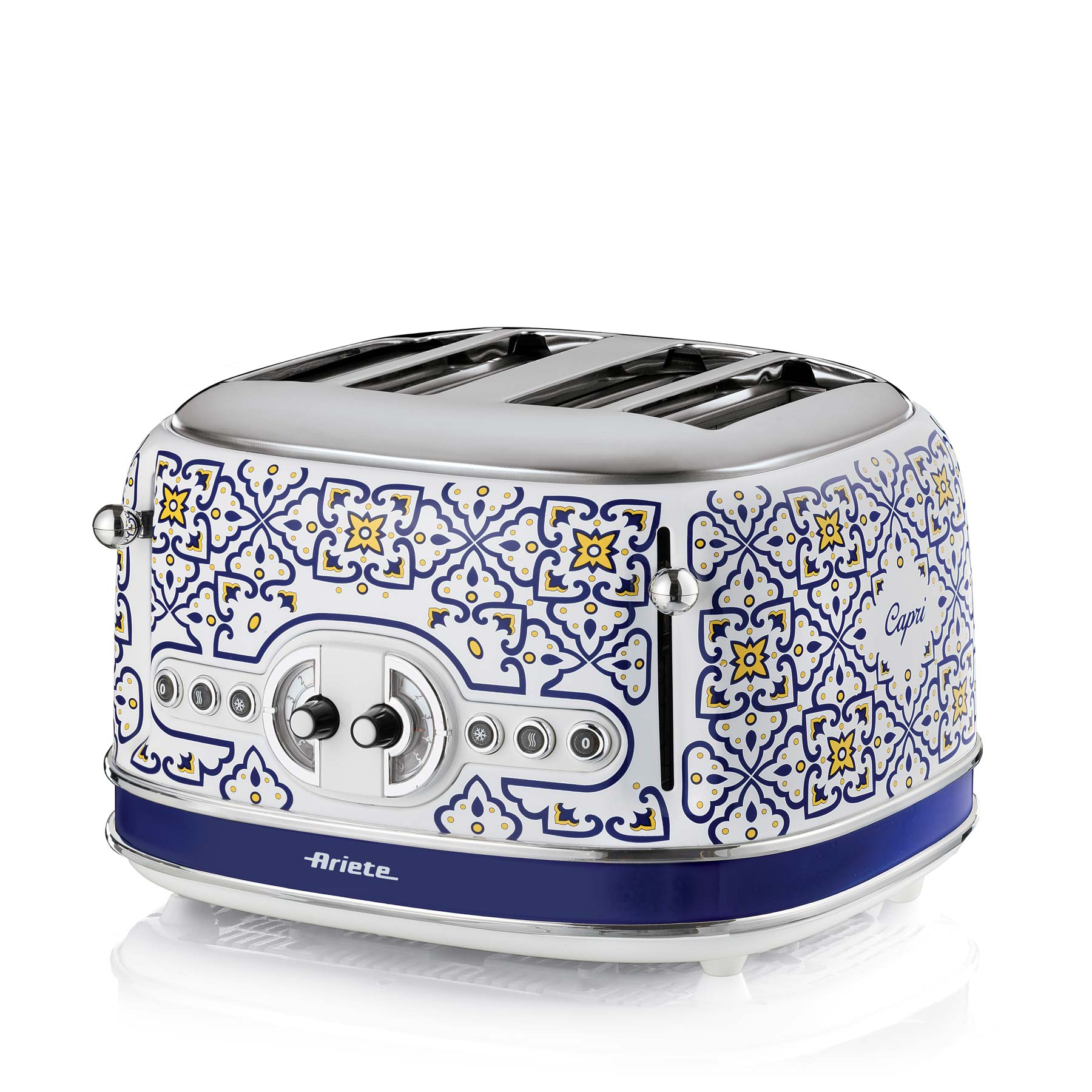 ARIETE Capri Vintage Kettle 1.7L Mediterranean Design + 4-Slice Toaster + Juicer