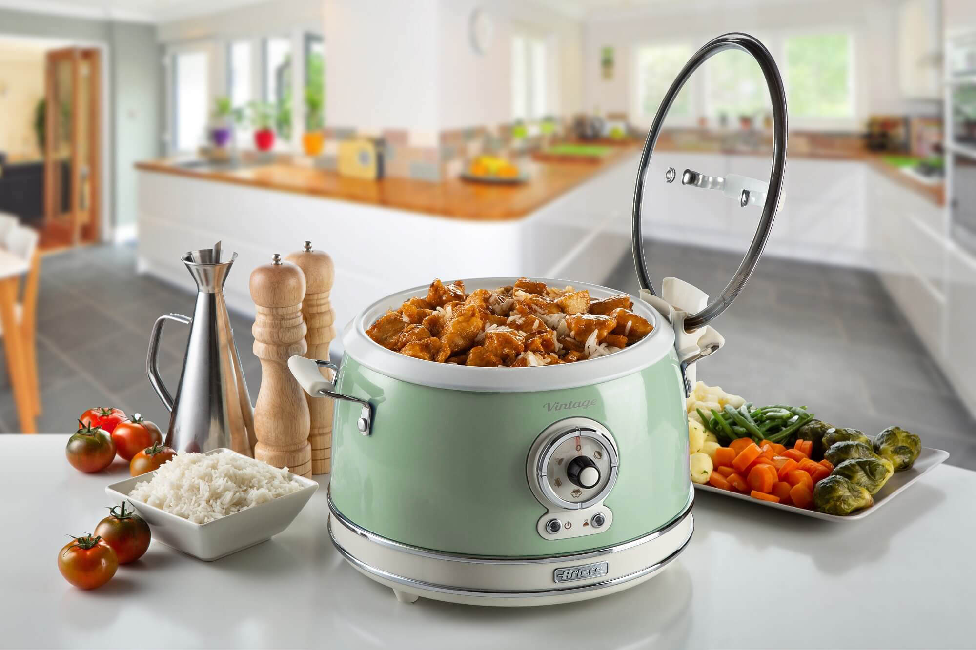 ARIETE Vintage Rice Cooker & Slow Cooker 3.5L Green