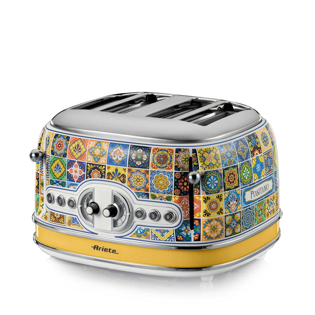 ARIETE Positano Vintage Kettle 1.7L Mediterranean Design + ARIETE Vintage Positano 4-Slice Toaster Mediterranean Design