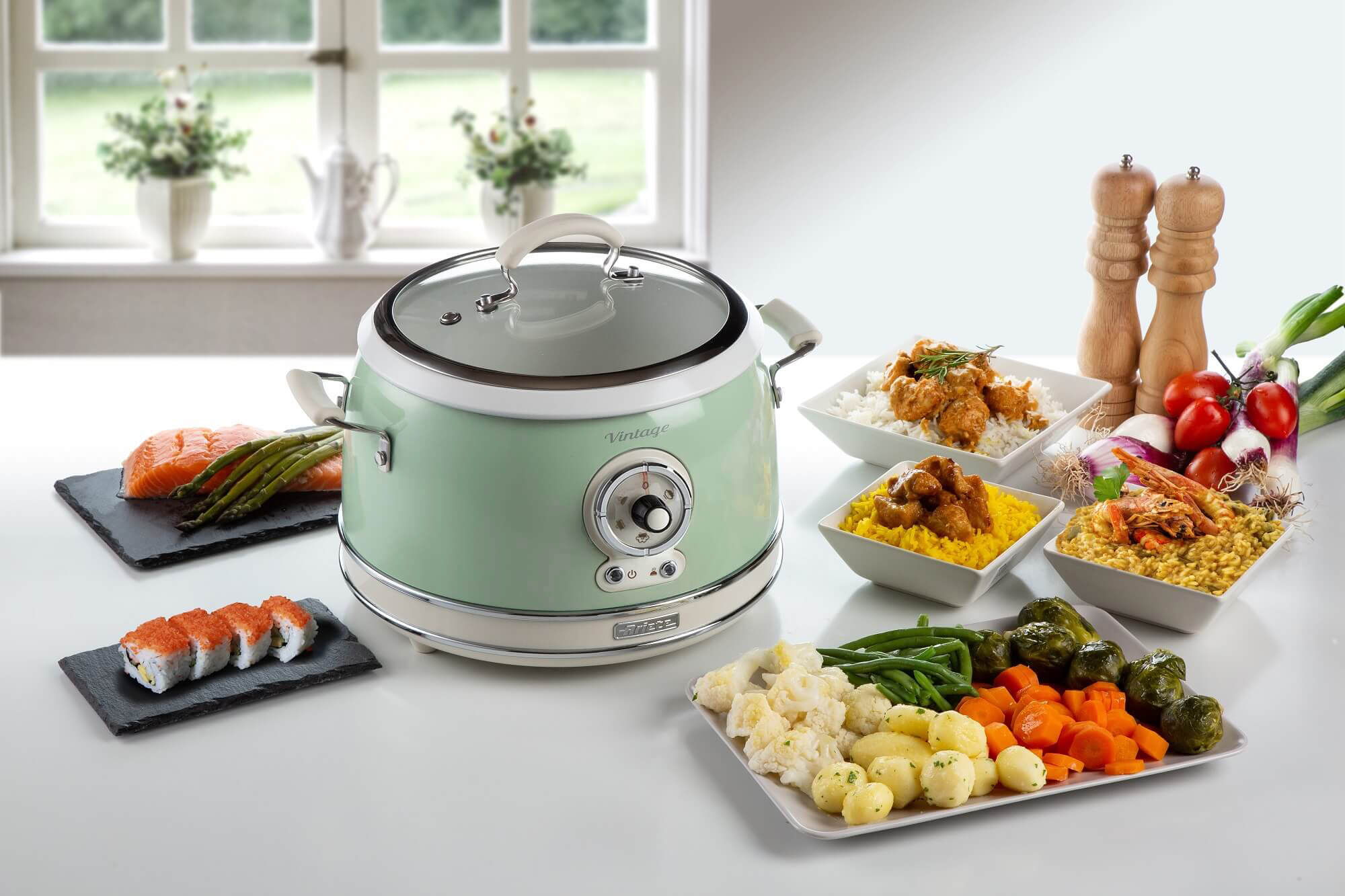ARIETE Vintage Rice Cooker & Slow Cooker 3.5L Green
